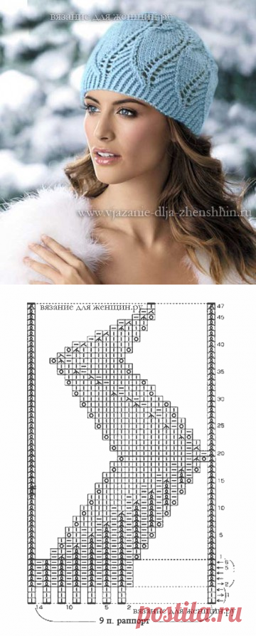 Нежная шапочка спицами