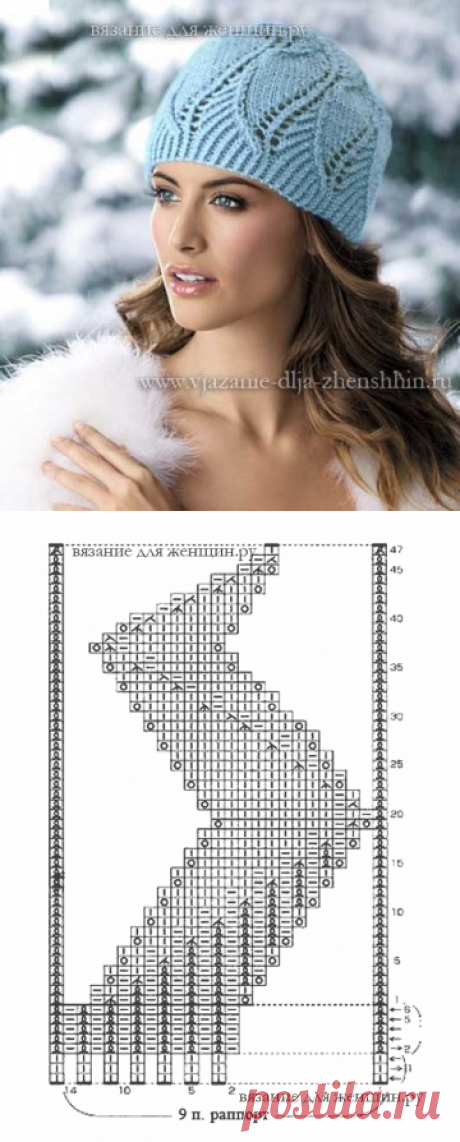Нежная шапочка спицами