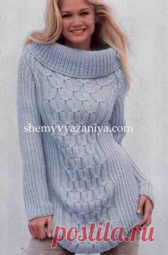 Пуловер рельефным фантазийным узором