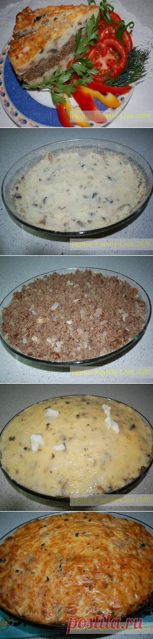 Картофельная запеканка с мясом и грибами - рецепт