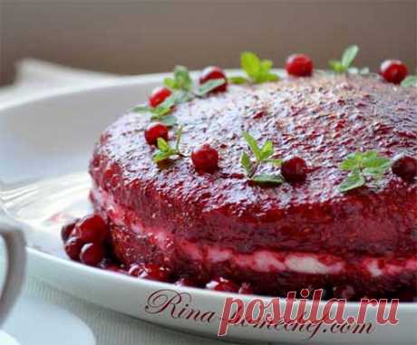 Клюквенный торт с лимонным кремом