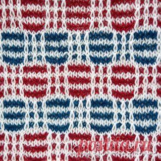 Планета Вязания | Многоцветный узор № 3. Схема вязания узора спицами.