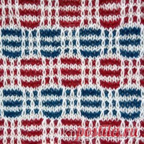 Планета Вязания | Многоцветный узор № 3. Схема вязания узора спицами.