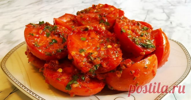 Помидоры по-корейски (очень вкусно). Холодная закуска! Съели всю банку разом