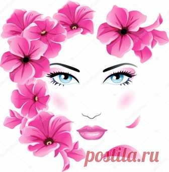 цветочная девочка Женское лицо с цветами