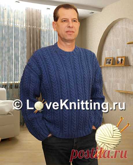 Пуловер узором косы | Loveknitting.ru