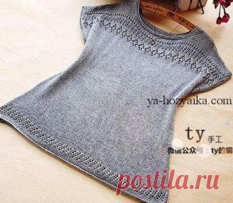 Топ (туника) с ажурной кокеткой и ажурным бордюром, спицами. Схемы. / Обсуждение на LiveInternet - Российский Сервис Онлайн-Дневников