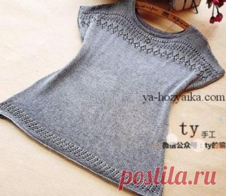 Топ (туника) с ажурной кокеткой и ажурным бордюром, спицами. Схемы. / Обсуждение на LiveInternet - Российский Сервис Онлайн-Дневников