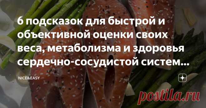 6 подсказок для быстрой и объективной оценки своих веса, метаболизма и здоровья сердечно-сосудистой системы: простые тесты и базовые анализы Статья автора «Nice&Easy» в Дзене ✍: Всем привет! И снова материал для самопроверки.