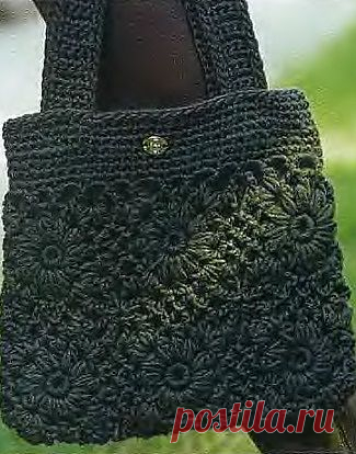 Цветочная сумочка из мотивов – вяжем крючком.