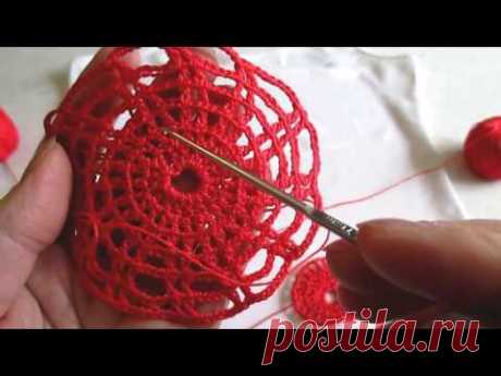 Мотив крючком паутинка. Motif crochet  web .