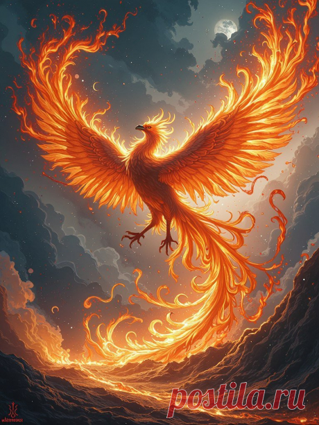 Феникс из пламени: воскрешение в цифровом искусстве. Картинка из нейросети Flux.1 - Flux.1 примеры промтов - Форум ИИ о нейросетях - Yes Ai