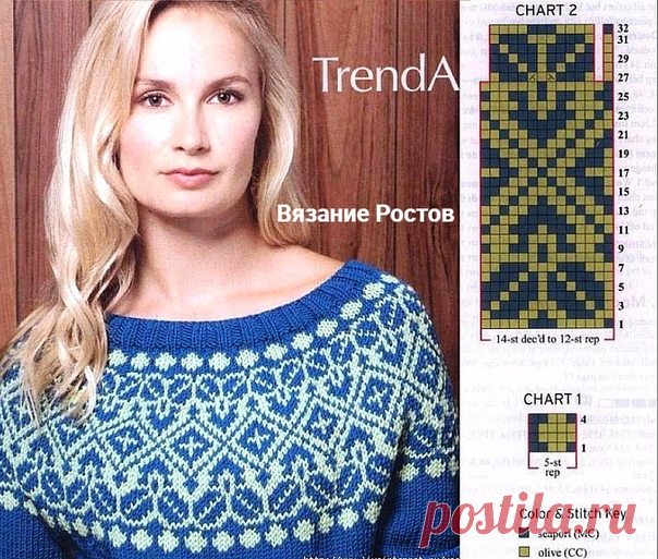 Схемы для красивых круглых кокеток 
#вязаниеростов_лопи #лопапейса #вязаниеростов_жаккард_спицами #вязание #пуловер_жаккард #жаккард_схема
