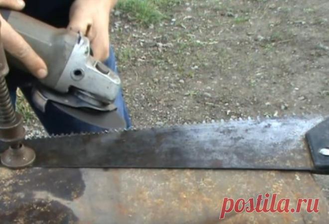 Быстрый способ заточки ручной пилы болгаркой