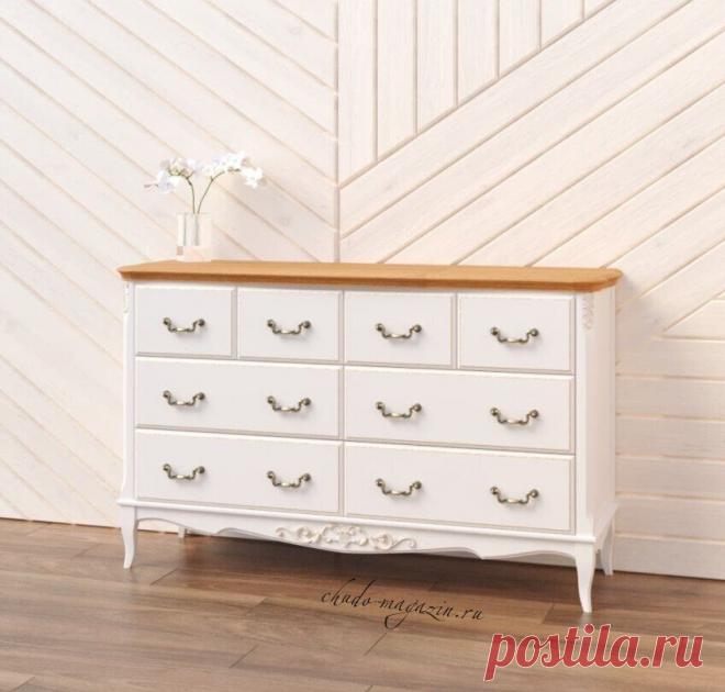 Большой комод из натурального дерева с 8-мью ящиками – слоновая кость/ясень купить по цене 89 800 руб. в Москве — интернет магазин chudo-magazin.ru