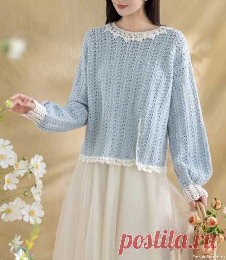 Ажурный джемпер крючком. Схемы | Женская одежда крючком. Схемы и описание
