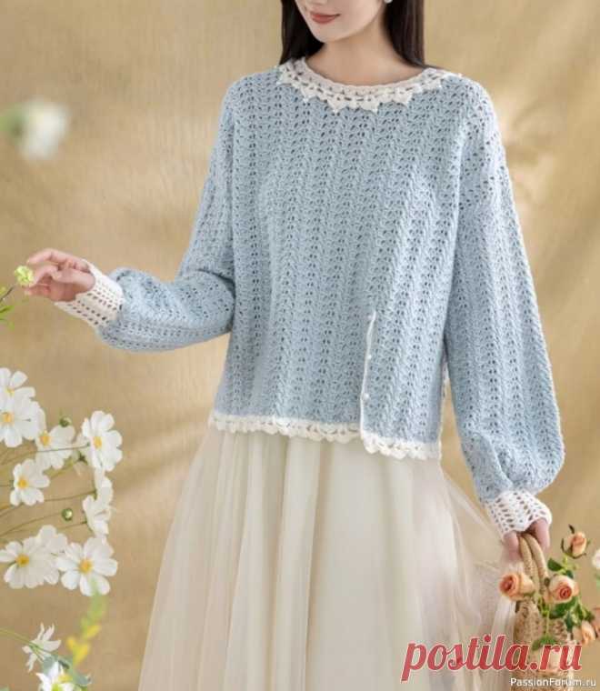 Ажурный джемпер крючком. Схемы | Женская одежда крючком. Схемы и описание