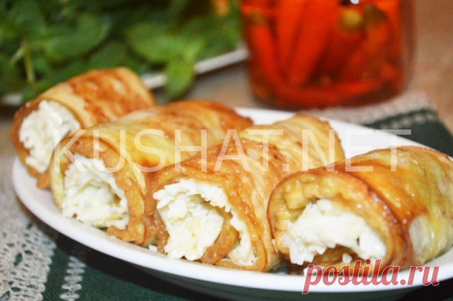 Рулетики из баклажанов с сыром и чесноком. Рецепт с фото &bull; Кушать нет