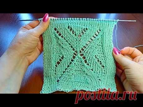 🦋 Узор "Ажурная бабочка" спицами + схема. Knitting pattern ""An openwork butterfly " + scheme.