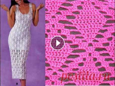 Ажурный узор крючком  ч1. Openwork pattern for the dress Ажурный узор для платья. Красивый узор подойде и для кофточки, туники. Openwork pattern for the dress. beautiful pattern Ажурный узор крючком Часть 2 ...