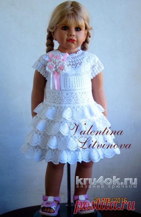 Детское платье крючком. Работа Валентины Литвиновой