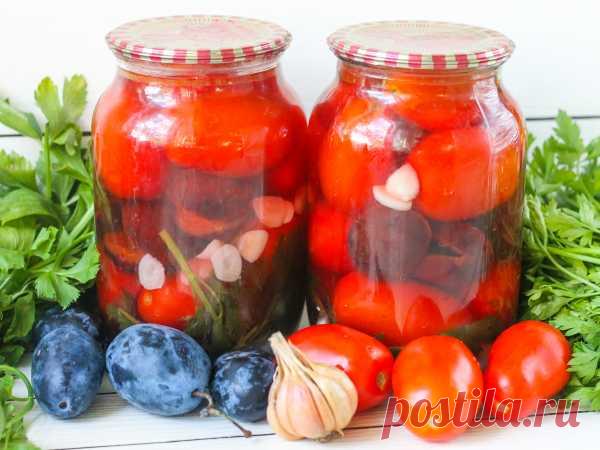Маринованные помидоры со сливами на зиму — рецепт с фото пошагово