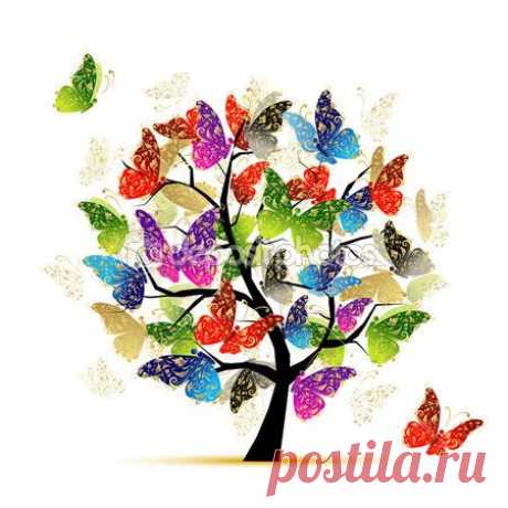 Tasarımınız için Kelebekler ile sanat ağacı — Stok İllüstrasyon #9155747
