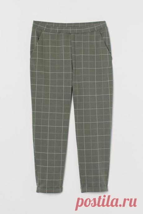 H & M + брюки без застежки - зеленый хаки / клетка - женщины | H&M AT