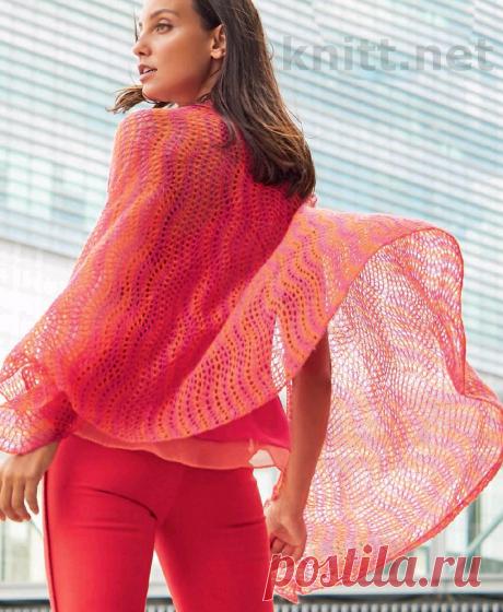 Воздушный палантин с ажурным узором Воздушный палантин с ажурным узором. Прекрасно дополнит длинное платье в стиле бохо. Тонкий палантин в розово- оранжевой гамме покорит вас