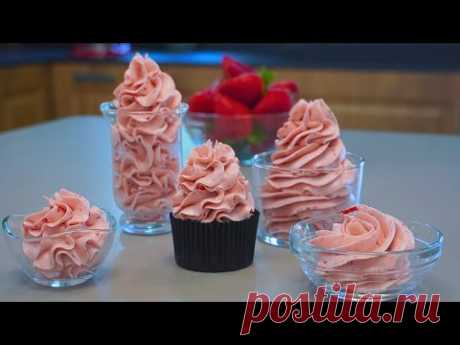 Клубничный сливочный крем🍓 2 простых рецепта с клубникой для начинки и украшения тортов!