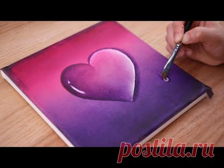 Сердца и слезы💧 | Шаг за шагом Акриловая живопись #154