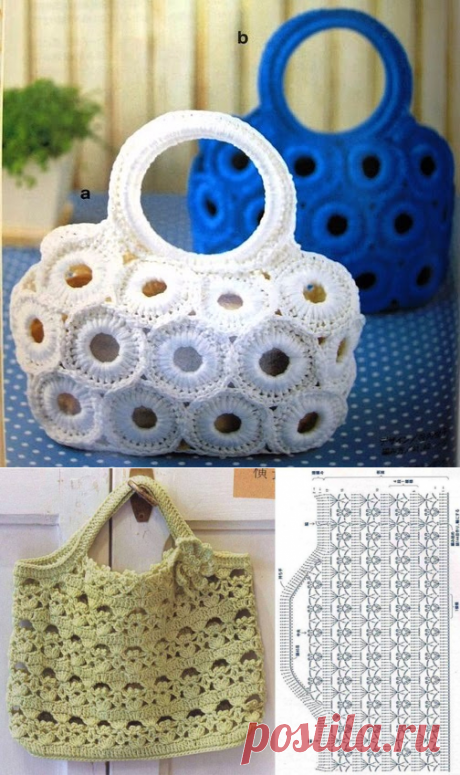 Много красивых сумок-схемы для вязания крючком