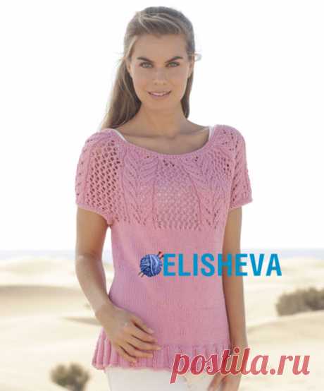 Топ с узором на кокетке &quot;Desert Rose&quot; от Drops Design, вязаный спицами | Блог elisheva.ru