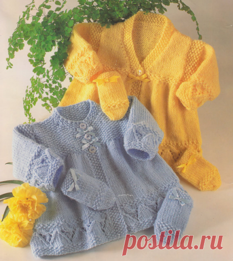 baby knitting pattern PDF for matinee coats and mittens in double knit sizes  14 16 18 20 inch chest This item is a PDF file of the knitting pattern for these gorgeous baby matinee coats and mittens.    The pattern will be available for download upon receipt of payment, for you to print out or read from your computer.    These lovely matinee jacket and bonnet sets are knit with dk yarn on 3. and 3.75mm needles.    Traditional and beautiful. Premature size given.