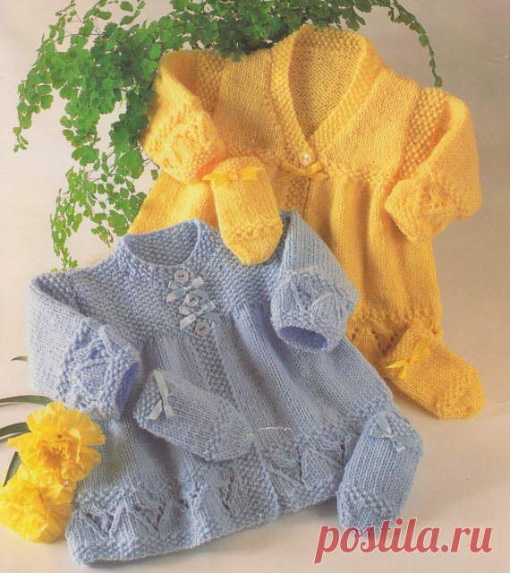 baby knitting pattern PDF for matinee coats and mittens in double knit sizes  14 16 18 20 inch chest This item is a PDF file of the knitting pattern for these gorgeous baby matinee coats and mittens.    The pattern will be available for download upon receipt of payment, for you to print out or read from your computer.    These lovely matinee jacket and bonnet sets are knit with dk yarn on 3. and 3.75mm needles.    Traditional and beautiful. Premature size given.