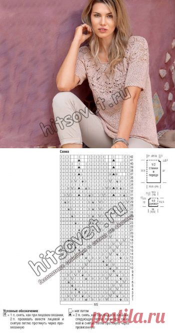 Топ с круглой кокеткой спицами - Хитсовет