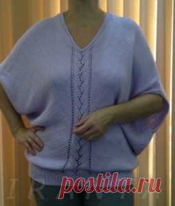 Джемпер-оверсайз в технике диагональное вязание спицами