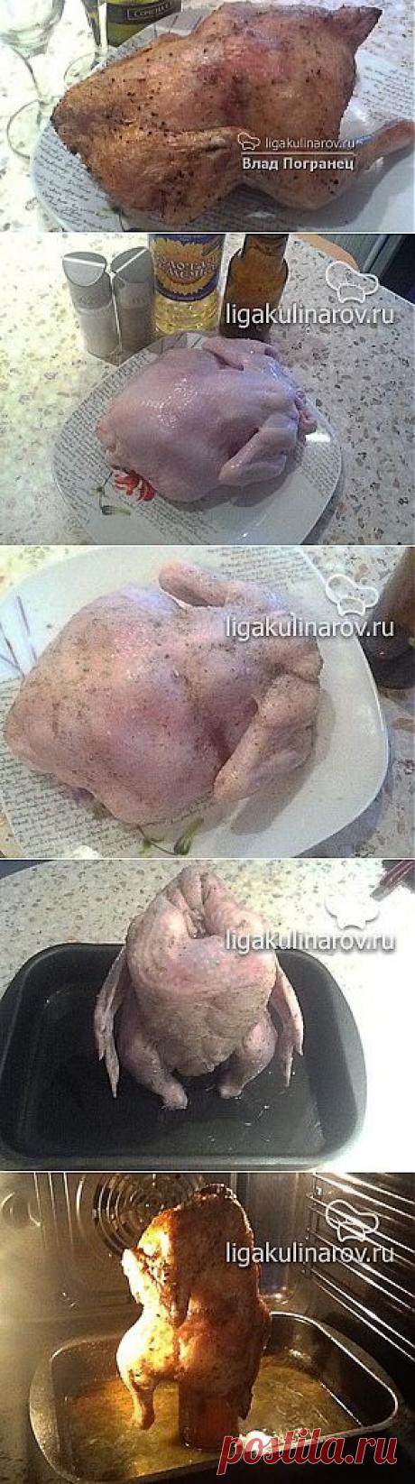Курица на бутылке рецепт пошаговый от Лиги Кулинаров. Рецепт курицы на бутылке, рецепты Лиги Кулинаров.