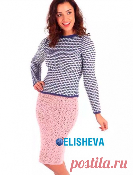 Летняя ажурная миди-юбка от Sian Brown вязаная спицами