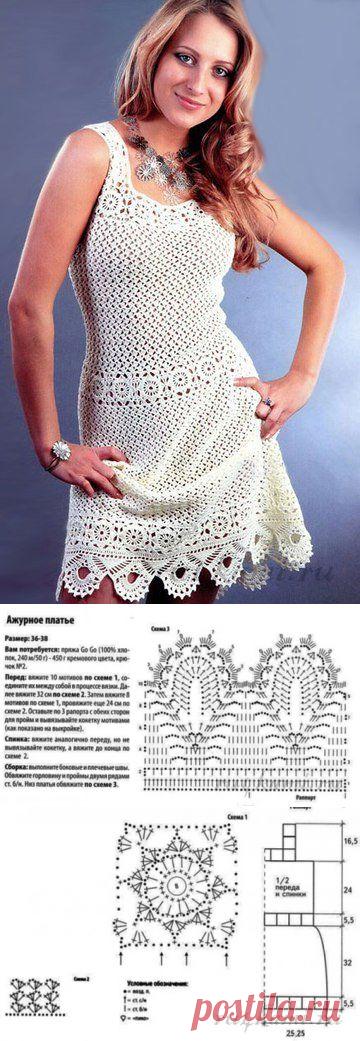 Ажурное платье крючком » Сайт "Ручками" - делаем вещи своими руками