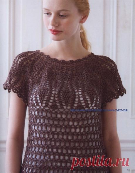 Туника с круглой кокеткой с узором &quot;ананас&quot;