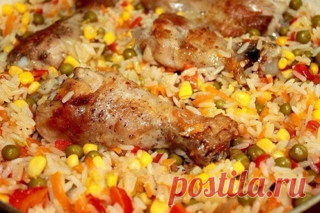 Курица с рисом и овощами по-каталонски