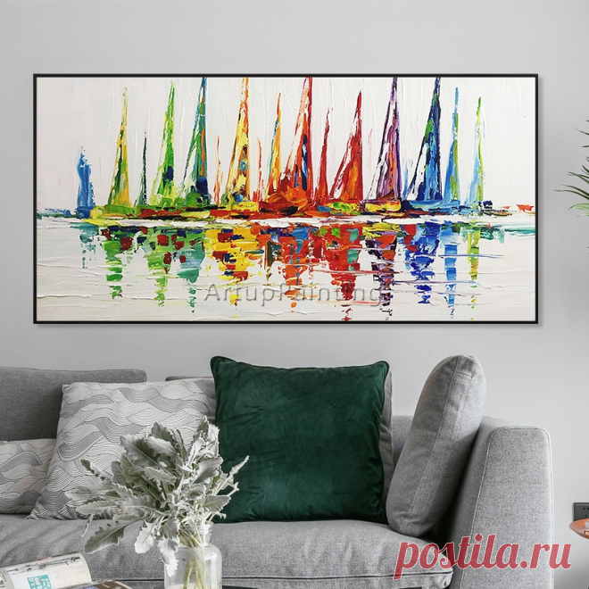 Acrylic yacht ship boat sailing painting quadro pictures caudros decoracion Canvas oil painting wall art decor for living room