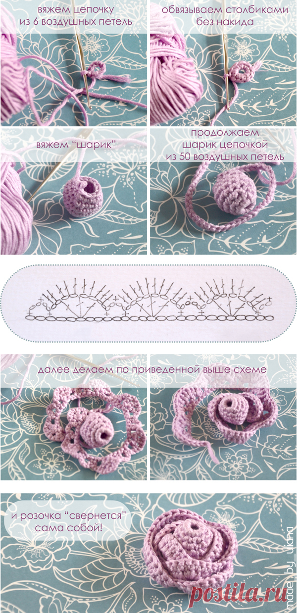 Вязаная крючком роза. Мастер-класс: ru_knitting