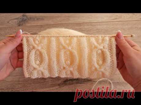 Азиатский узор с шишечками спицами 🌲 Bobble Stitch knit pattern
