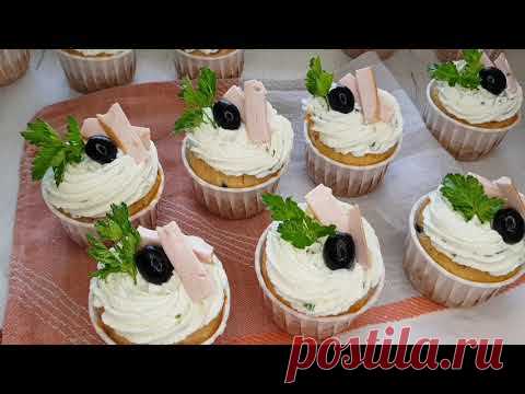 Мужчины оценят Капкейки с вкуснейшим творожным кремом и со вкусом ветчины и сыра