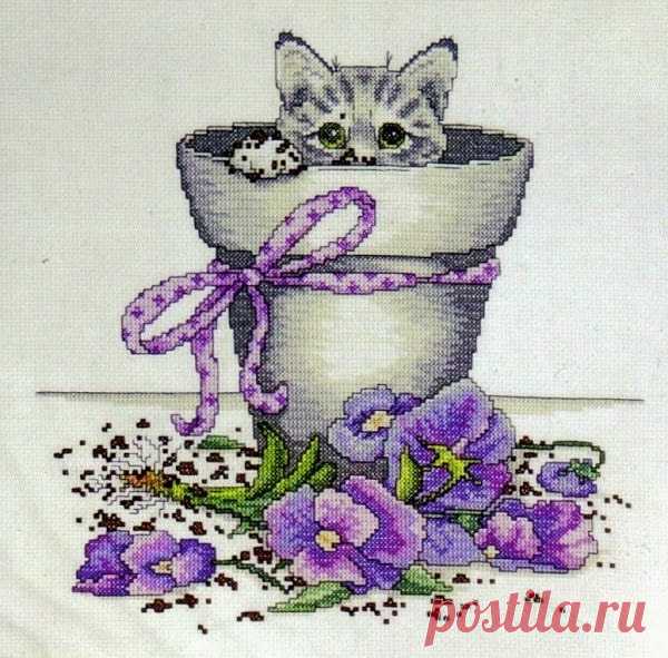 Моя копилка - Рукоделие: Вышивка крестиком Котенок