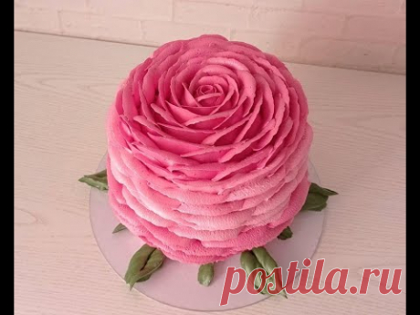 3D торт РОЗА украшение БЗК ОДНОЙ НАСАДКОЙ! Подробный МК ! 3D ROSE TORTE mit nur einer Spritztülle !