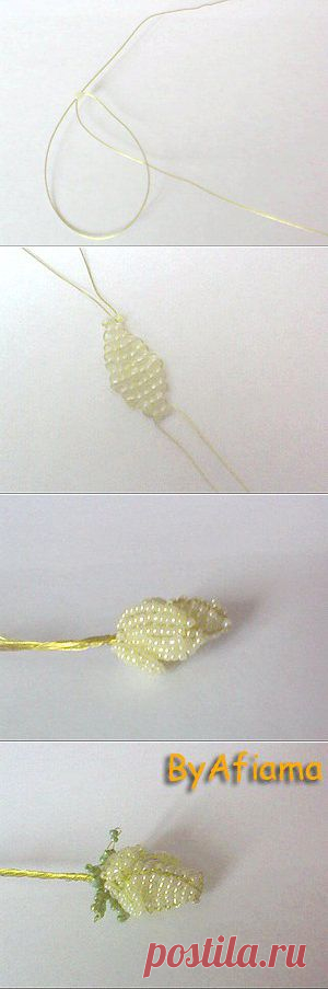 Белая роза из бисера