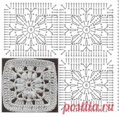 КВАДРАТНЫЕ МОТИВЫ КРЮЧКОМ. СХЕМЫ.